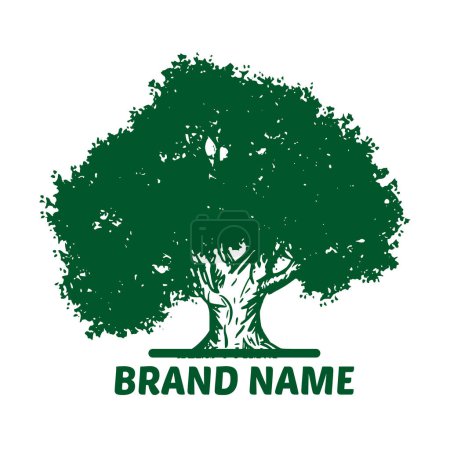 Ilustración de Vintage árbol logotipo diseño plantilla vector - Imagen libre de derechos