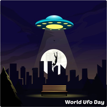Illustration for World day of alien background design, world ufo day - Royalty Free Image