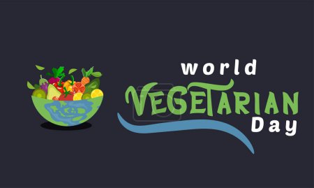 Téléchargez les illustrations : Journée mondiale végétarienne. illustration vectorielle. - en licence libre de droit