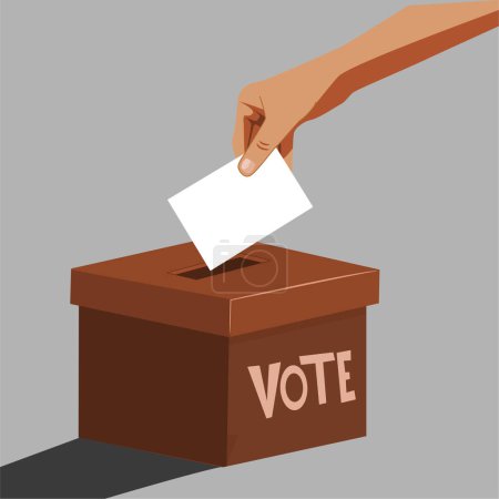 Illustration for Voting and Democracy Concept. Human hand puts ballot paper in election box, democracy referendum for government, President and Prime Minister Vote - Royalty Free Image