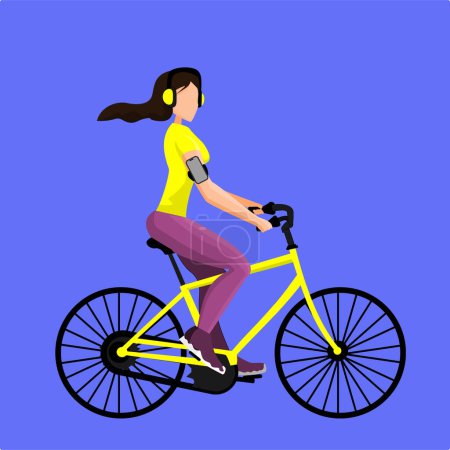 Illustration for Woman riding bicycle, vector illustration - Royalty Free Image