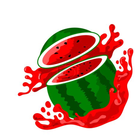 Illustration for Watermelon with splash, vector, illustration, isolated, white - Royalty Free Image