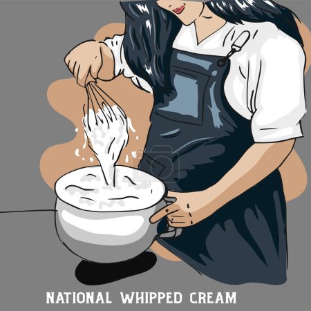 Téléchargez les illustrations : Illustration d'une jeune femme préparant de la pâte - en licence libre de droit