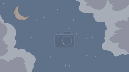 Ilustración de Fondo con nubes, luna en la noche - Imagen libre de derechos