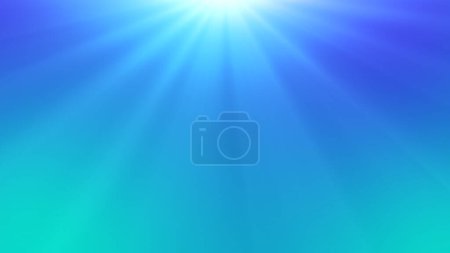 Abstract background with blue sun in the sky, lights full screen blue and green background