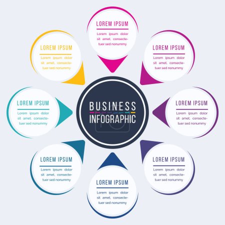 Illustration for Infographic circle design 8 Steps, objects, elements or options information business infographic template - Royalty Free Image