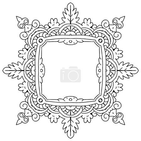 Illustration for Simple hand drawn, flower frame illustration, ethnic decorative - Royalty Free Image