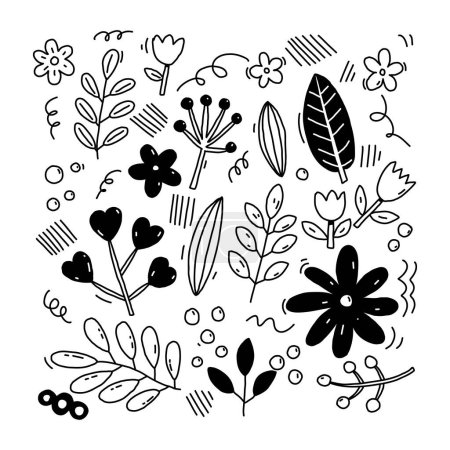Illustration for Plant and flowers doodle hand drawn - Royalty Free Image