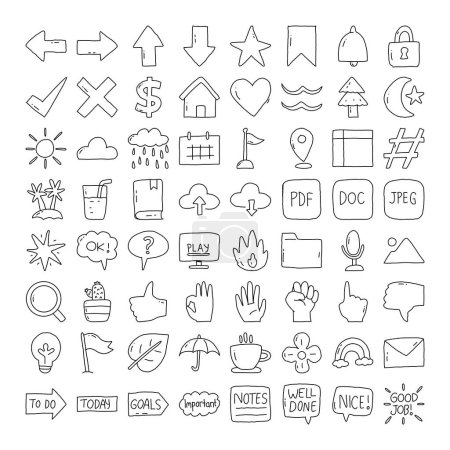Illustration for Note icon set hand drawn - Royalty Free Image