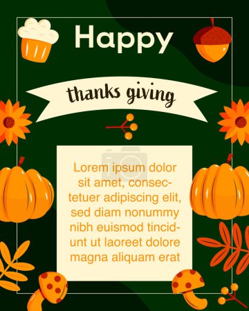 Illustration for Happy thanks giving poster illustration - Royalty Free Image