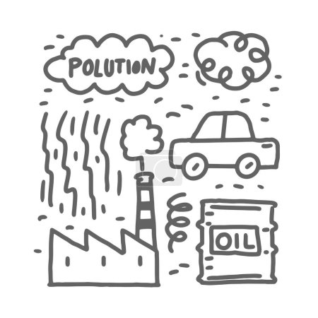 Ilustración de Aire polustion doodle dibujado a mano - Imagen libre de derechos