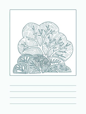Ilustración de Nota simple con ilustración botánica dibujada a mano - Imagen libre de derechos