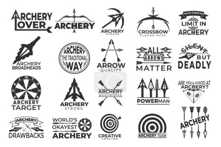 Illustration for Archery Typography and Logo Design Bundle, Modern Archery Logo Bundle Elements for Your Brand, Dynamic Archery Theme Typography for Logos, Target the Best with Archery-Inspired Logos, Archery Logo Designs, Bow and Arrow Inspired Logo Typography - Royalty Free Image