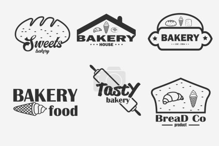 Ilustración de Tipografía de panadería Paquete de vectores, Logotipo de tipografía de panadería, Plantillas de logotipo de panadería de estilo, Diseño de logotipo de panadería, Vector de iniciales de panadería clásica, Gráficos de firma de panadería con estilo, Iconos de monograma de panadería de lujo - Imagen libre de derechos