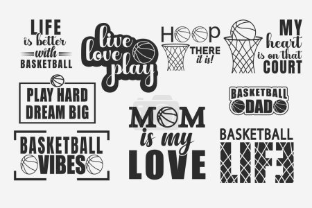 Basketball Typografie Vektor Bundle, Typografisches Basketball Design Bundle, Typografie Basketball Artwork, Basketball-thematische Vektor Graphics, Sport Typografie, Basketball Vektor Art, Basketball Vektor Graphics