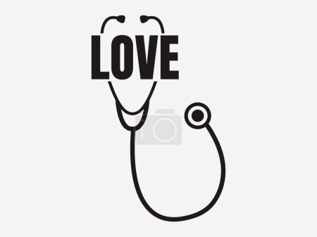 Photo for Stethoscope With Love Typography Design, Stethoscope Design, Heart Shape Stethoscope, Typography Design with Stethoscope Heart Shape, Medical Typography Design, Nurse Typography - Royalty Free Image