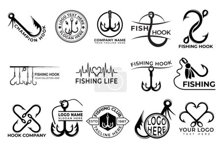 Photo for Fishing Logo Design Bundle, Fishing Hook Logo Design Bundle, Logo For Fishing Brand, Hook Vector Design, Logo For Fishing Lovers, Typography Design for Anglers, Fishing Artwork, Fishing Hook Design, Logo Design, Fishing Theme Edition - Royalty Free Image