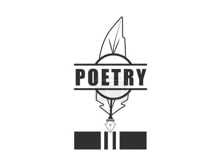 Elegantes Poetry Monogram Logo, Vintage Monogram für poetische Identität, Poetry Emblem Design, Author Logo, Klassisches Emblem für poetisches Branding, Poetry Inspiriertes Monogram Logo, Monogram Logo mit Literarischem