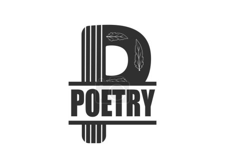 Elegantes Poetry Monogram Logo, Vintage Monogram für poetische Identität, Poetry Emblem Design, Author Logo, Klassisches Emblem für poetisches Branding, Poetry Inspiriertes Monogram Logo, Monogram Logo mit Literarischem