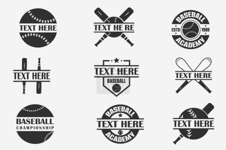 Téléchargez les illustrations : Logo de monogramme de baseball dynamique, Logos de monogramme d'équipe de baseball créatif, Concepts de logo de baseball audacieux, Modèles de logo de baseball professionnel, Modèles d'emblème de baseball personnalisables, Collection de logo de baseball moderne - en licence libre de droit