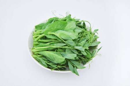 pea leaf vegetables on plate