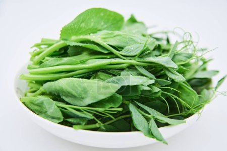 pea leaf vegetables on plate