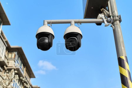 Una cámara de vigilancia en la calle en Chengdu, Sichuan, China