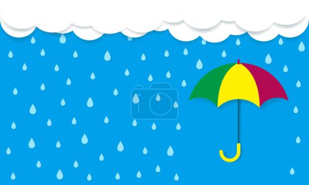 Téléchargez les illustrations : Dessin animé le jour de pluie, illustration vectorielle - en licence libre de droit
