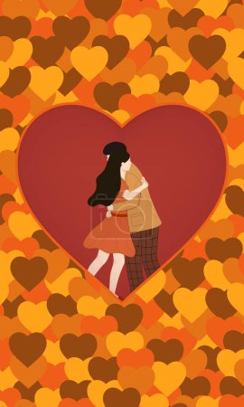 Illustration for Vector illustration of couple hugging - Royalty Free Image