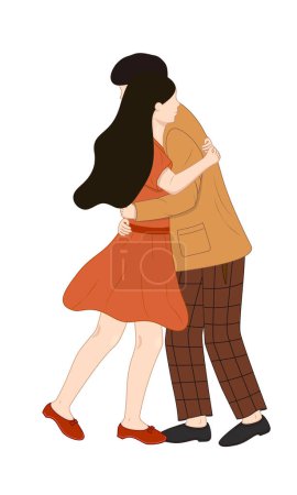 Vector illustration of couple hugging