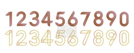 Vector number footage with metallic texture and lines