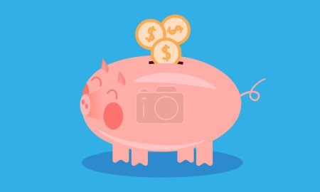 Vector business illustration symbolizing savings, piggy bank