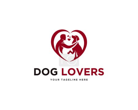 Illustration for Human and Dog in love logo vector icon design illustration. - Royalty Free Image