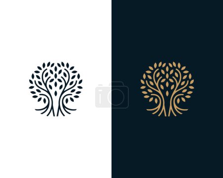 Modèle vectoriel de conception d'icône de logo de ligne d'arbre.