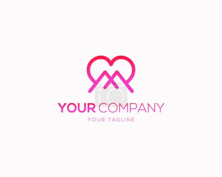 Creative love letter M logo concept design vector template.