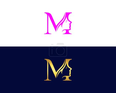 Schönheit Frau Brief M Logo Design moderne elegante Vektor-Vorlage.