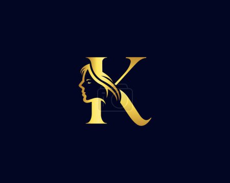 Buchstabe K Beauty Spa Symbol mit Frau Gesicht Icon Logo Design Vector Template.