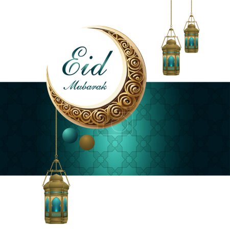 diseño de saludo eid mubarak realista, plantilla de saludo Eid premium Fondo de tarjeta Eid