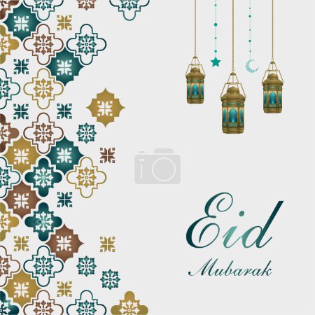realistic eid mubarak greeting design, premium Eid greeting template Eid card background