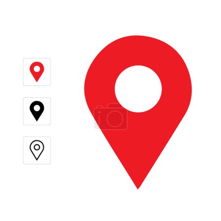 Rote Markierung mit einem weißen Punkt darauf. Standort Icon Design, Lageplan Symbolvektor 