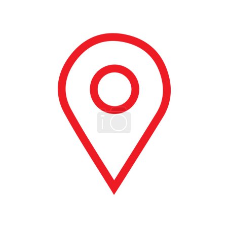 Rote Markierung mit einem weißen Punkt darauf. Standort Icon Design, Lageplan Symbol  