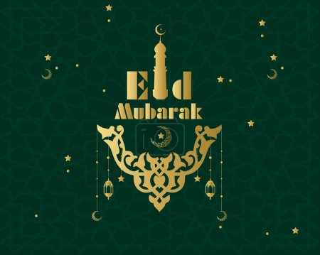 Fondo de saludo Eid, Fondo tarjeta Eid con caligrafía verde eid diseño verde