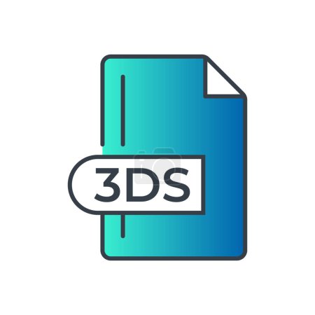 Icône Format de fichier 3DS. Icône de dégradé d'extension 3DS.