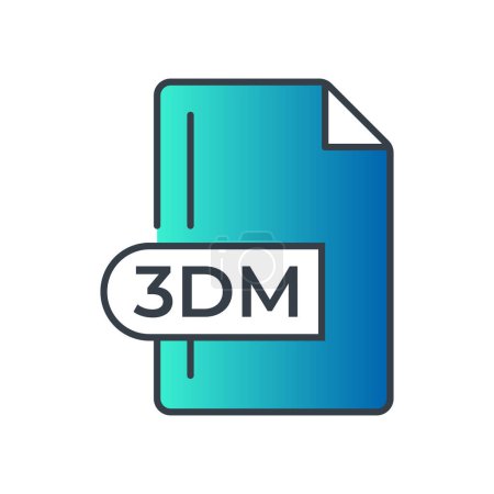 Icono de formato de archivo 3DM. icono de gradiente de extensión 3DM.