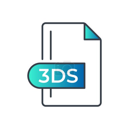 3DS Dateiformat Icon. 3DS Erweiterung Gradienten-Symbol.