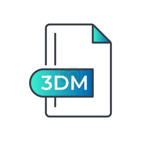 Icono de formato de archivo 3DM. icono de gradiente de extensión 3DM.