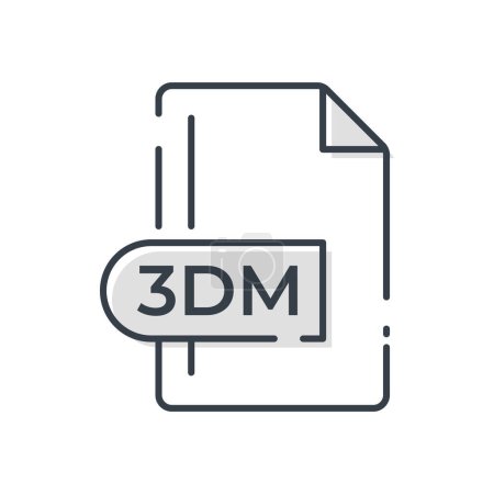 3DM File Format Icon. 3DM extension line icon.