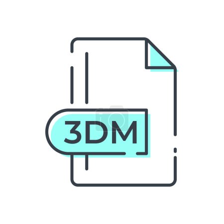 3DM File Format Icon. 3DM extension filled icon.