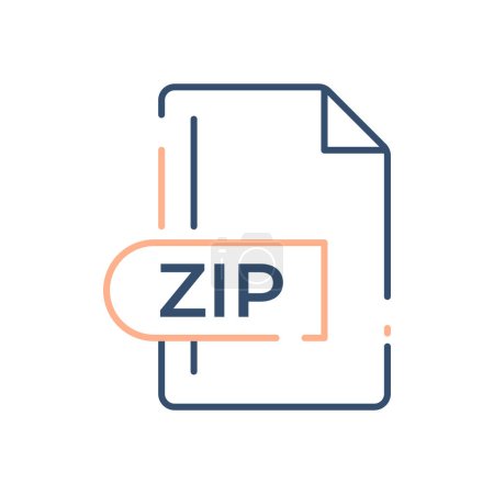 Ilustración de Icono de formato de archivo ZIP. Icono de línea de extensión ZIP. - Imagen libre de derechos