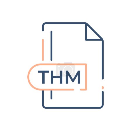 THM File Format Icon. THM extension line icon.